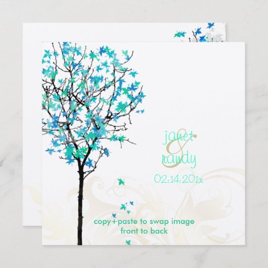 Invitation Les érables bleus rétro de PixDezines (Devant / Derrière)