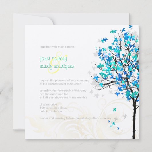 Invitation Les érables bleus rétro de PixDezines (Dos)