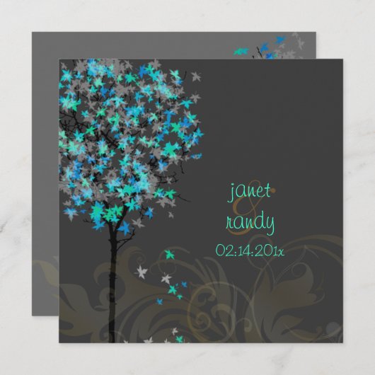 Invitation Les érables bleus rétro de PixDezines (Devant / Derrière)