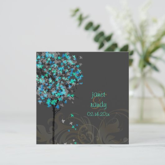 Invitation Les érables bleus rétro de PixDezines (Debout devant)