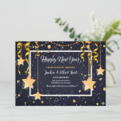 Invitation Les étoiles d'or Joyeux Nouvel An Moving Faire-par (Debout devant)