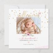 Invitation Les etoiles d'or Remerciements Naissance Fille (Devant)