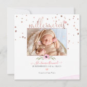 Invitation Les etoiles d'or rose Remerciements Naissance Fill (Devant)