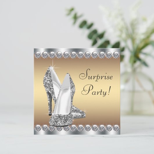 Invitation Les femmes d'argent et d'or surprennent fête d'ann (Debout devant)