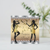 Invitation Les femmes d'argent et d'or surprennent fête d'ann (Debout devant)