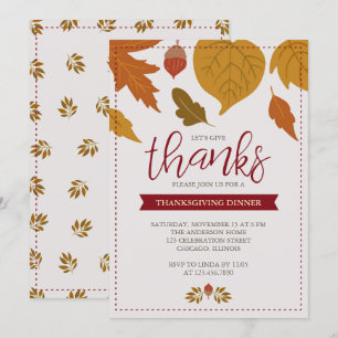 Invitation Les feuilles d'automne de Thanksgiving Remercient