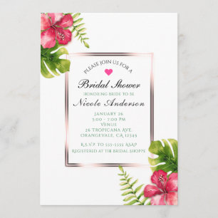 Invitation Les Feuilles de l'Hibiscus tropical blanc invitent