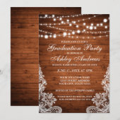 Invitation Les feux de bois rustique Lace Graduation Invitati (Devant / Derrière)
