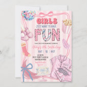 Invitation Les filles à rayures roses veulent juste s'amuser (Devant)