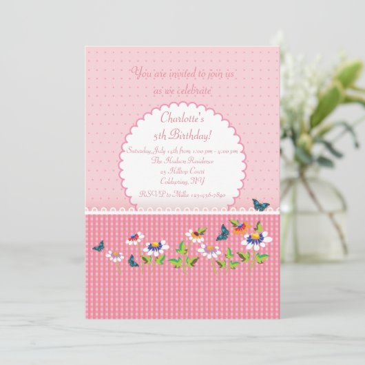 Invitation Les filles aiment l'invitation rose (Debout devant)