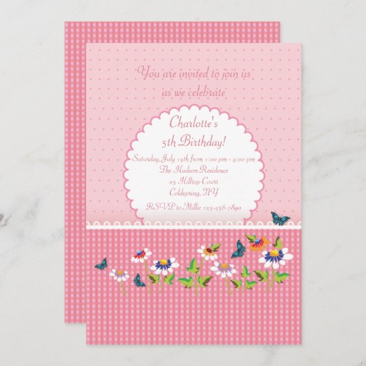 Invitation Les filles aiment l'invitation rose (Devant / Derrière)