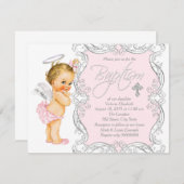 Invitation Les filles Angel Baptême (Devant / Derrière)