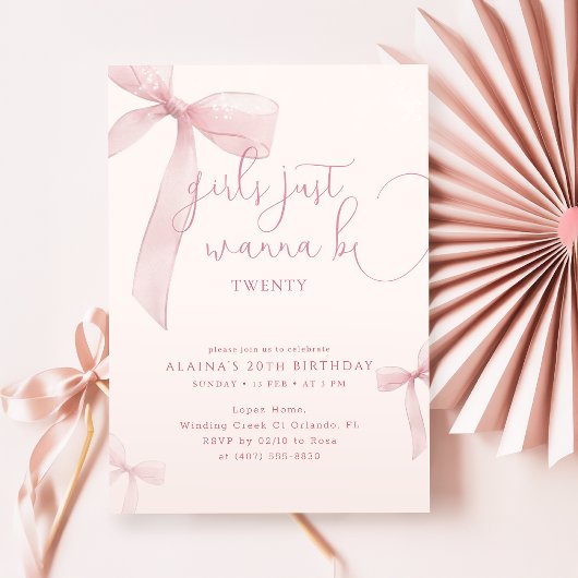 Invitation Les Filles au Nœud Rose Veulent tout simplement av