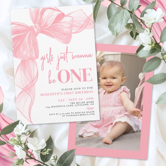 Invitation Les Filles au Ruban Rose Veulent Tout Simplement Ê