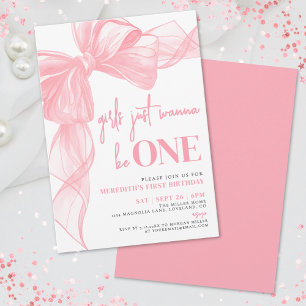 Invitation Les Filles au Ruban Rose Veulent tout simplement ê