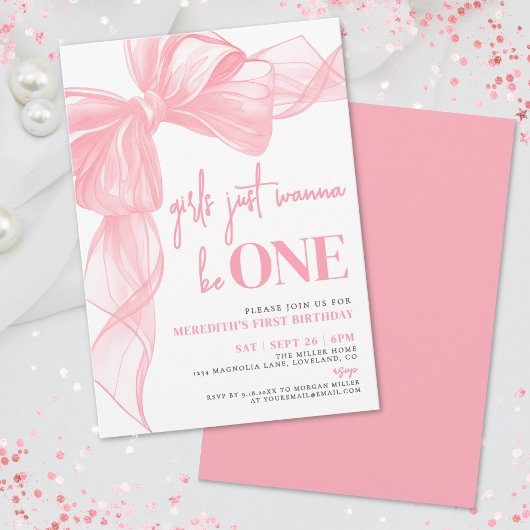 Invitation Les Filles au Ruban Rose Veulent tout simplement ê