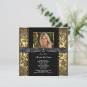 Invitation Les filles Black and Gold Photo Graduation (Debout devant)