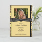 Invitation Les filles Black and Gold Photo Graduation (Debout devant)