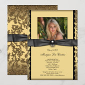 Invitation Les filles Black and Gold Photo Graduation (Devant / Derrière)