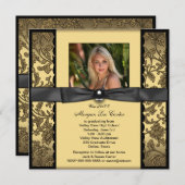 Invitation Les filles Black and Gold Photo Graduation (Devant / Derrière)