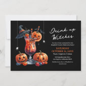 Invitation Les filles boivent des sorcières à la fête d'Hallo (Devant)