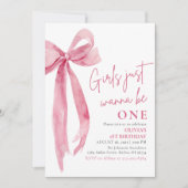 Invitation Les Filles De Bow Rose Veulent Être Un 1Er Anniver (Devant)