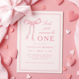 Invitation Les Filles De Bow Rose Voulaient Être Un 1Er Anniv