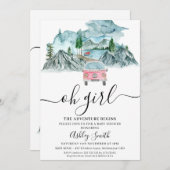 Invitation Les filles L'aventure commence le Baby shower sauv (Devant / Derrière)