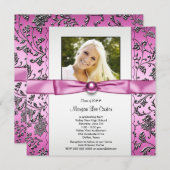 Invitation Les filles Pink et Black Photo Graduation (Devant / Derrière)