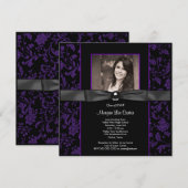 Invitation Les filles Purple et Black Graduation (Devant / Derrière)