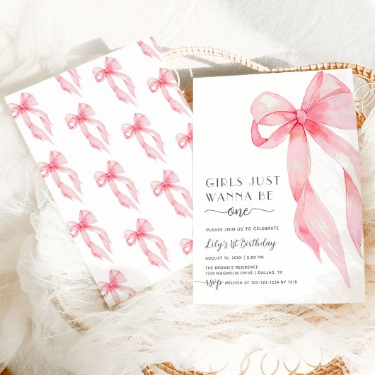 Invitation Les Filles Roses Voulaient Être Un Bow Rose 1er An