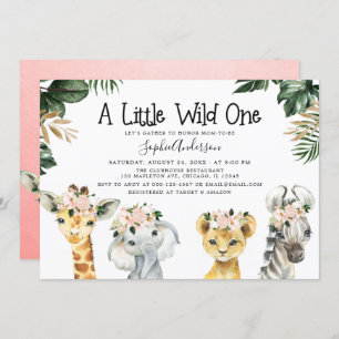 Invitation Les filles Safari Jungle Animaux Baby shower