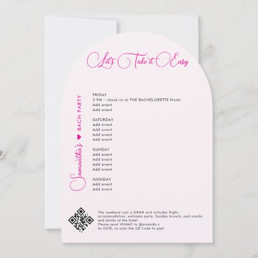 Invitation Les filles sont parties Mild rose Spa Bach Bachelo (Dos)