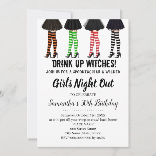 Invitation Les filles sortent les sorcières à l'aube (Devant)