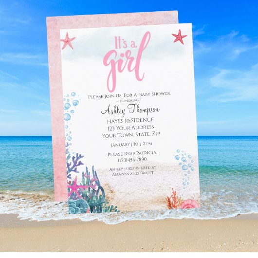 Invitation Les filles sous le Baby shower d'aquarelle de la m