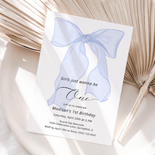 Invitation Les filles veulent juste être un bleu Bow 1er anni