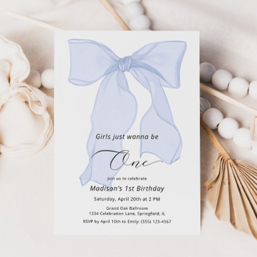 Invitation Les filles veulent juste être un bleu Bow 1er anni