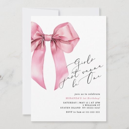 Invitation Les filles veulent juste être un garçon rose 1er a (Devant)