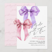 Invitation Les filles veulent juste être une bow rose jumelle (Devant / Derrière)