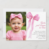 Invitation Les Filles Veux Juste Être Un Bow Rose Premier Ann (Devant)