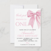 Invitation Les Filles Veux Juste Être Un Pink Bow Coquette An (Devant)