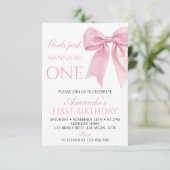 Invitation Les Filles Veux Juste Être Un Pink Bow Coquette An (Debout devant)