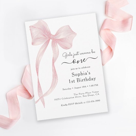 Invitation Les Filles Veux Juste Être Une Mignonne 1ère Fête 