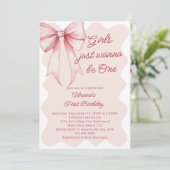 Invitation Les Filles Veux Juste Être Une Mignonne Bow 1er An (Debout devant)