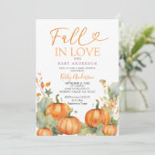 Invitation Les fleurs Citrouilles rouille tombent dans la Fêt (Debout devant)