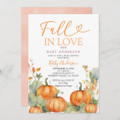 Invitation Les fleurs Citrouilles rouille tombent dans la Fêt (Devant / Derrière)