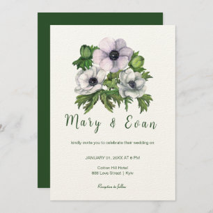 Invitation Les fleurs d'anémones sont mariages gris-violet