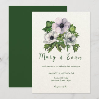 Invitation Les fleurs d'anémones sont mariages gris-violet