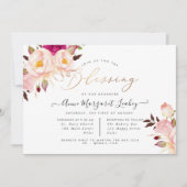 Invitation Les fleurs d'aquarelle Blush Peonies Bénédiction (Devant)