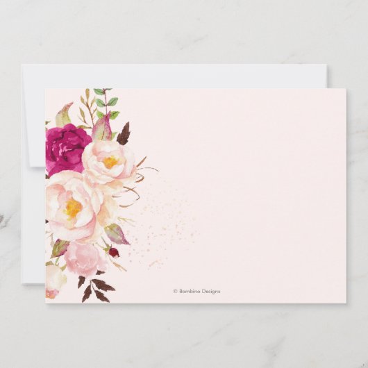 Invitation Les fleurs d'aquarelle Blush Peonies Bénédiction (Dos)